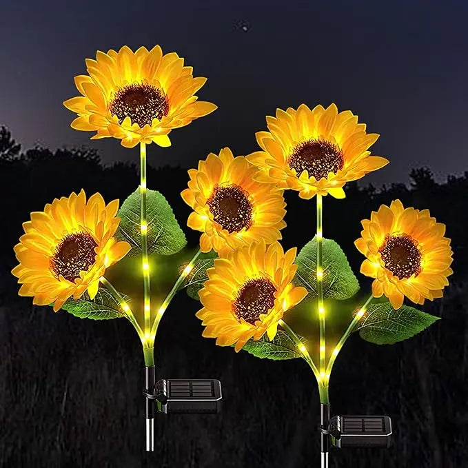 Solar Sunflower Lights with Glowing Stems, Waterproof Solar Powered Sunflower Lamps, Perfect for Garden & Patio Decoration-8WX