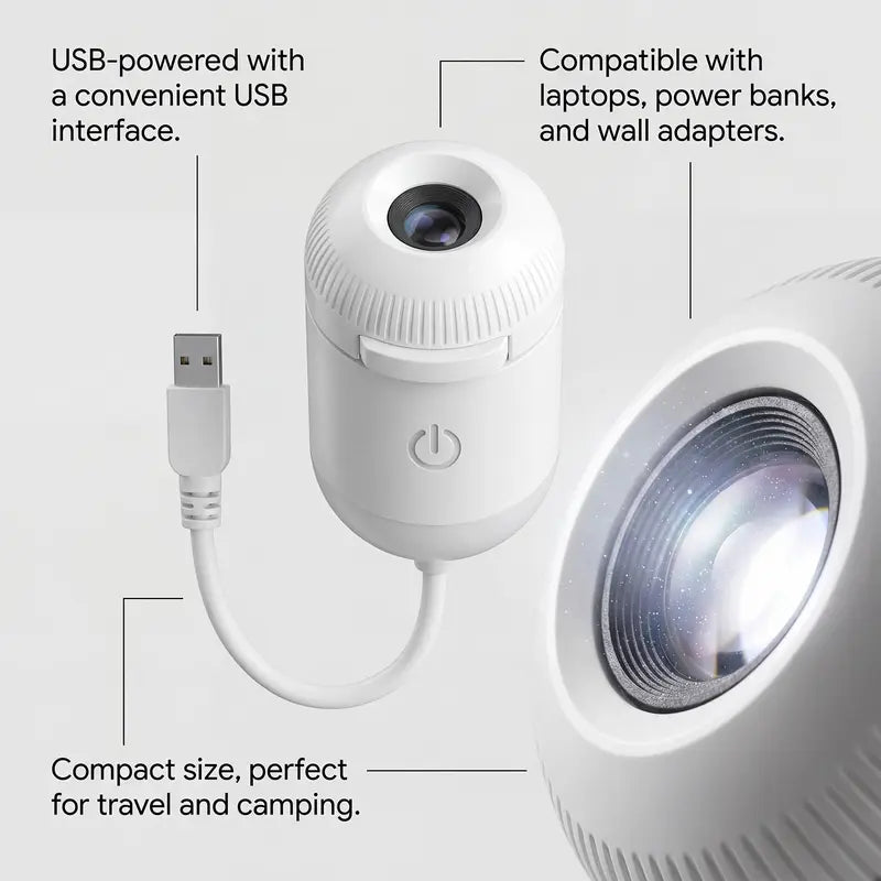2-in-1 Galaxy Projector Night Light, USB Interface, Dual-Mode Starry Sky Projection/Warm Light Night Light, Adjustable Focus and Brightness with 24 Sliding Projection Films for Bedroom-LIN