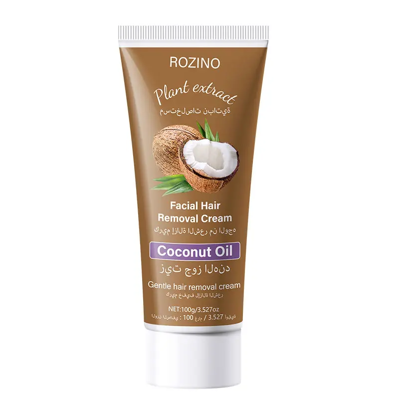 ROZINO Gentle Coconut Oil Hair Removal Cream - Plant Extract Depilatory for Face, Sensitive Skin & Body, 100g-LIN