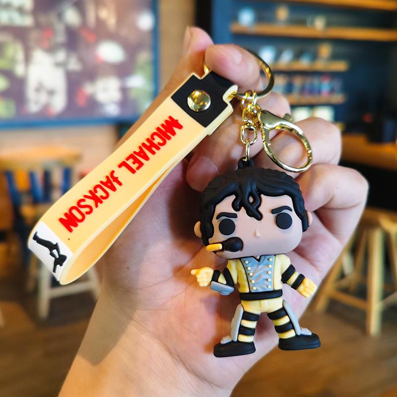 Michael Jackson Keychain Music Idol Doll Machine Key Chain Holiday Gifts Souvenir Key Ring Men's and Women's Souvenirs-HS