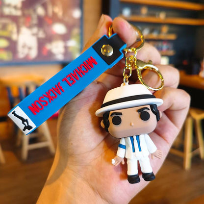 Michael Jackson Keychain Music Idol Doll Machine Key Chain Holiday Gifts Souvenir Key Ring Men's and Women's Souvenirs-HS