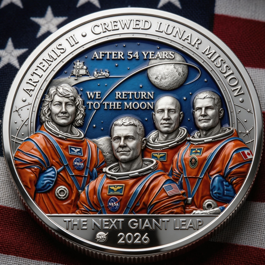★Artemis II • Heroic Achievement 3D High-Relief Enamel Commemorative Coin★-HS
