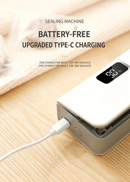 🌟 Rechargeable Mini Bag Sealer & Cutter 🌟, 2-in-1 USB-C Handheld Heat Sealer with Magnet, 6 Temp Levels & LED Display for Food Storage Bags-LIN