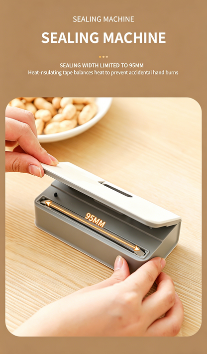 🌟 Rechargeable Mini Bag Sealer & Cutter 🌟, 2-in-1 USB-C Handheld Heat Sealer with Magnet, 6 Temp Levels & LED Display for Food Storage Bags-LIN