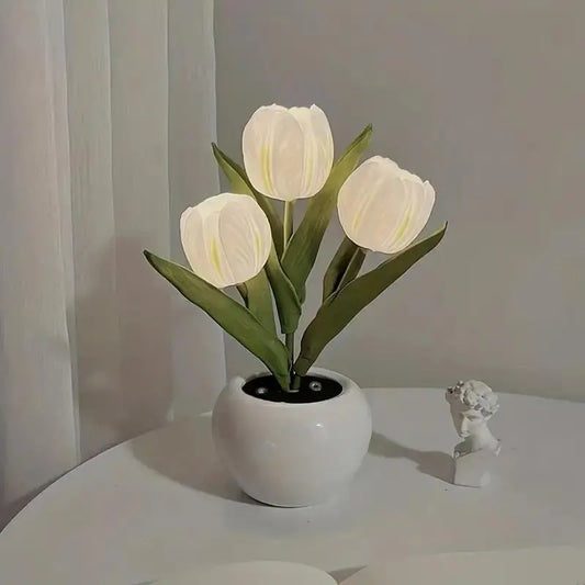 Tulip LED Night Light with Vase, Simulated Tulip Table Lamp for Home and Living Room Decor, Color-Changing Mood Light, Decorative Light, Ambient Lighting Multifunctional, Christmas Gift for Girlfriend #GLOBAL PICKS-8ZP