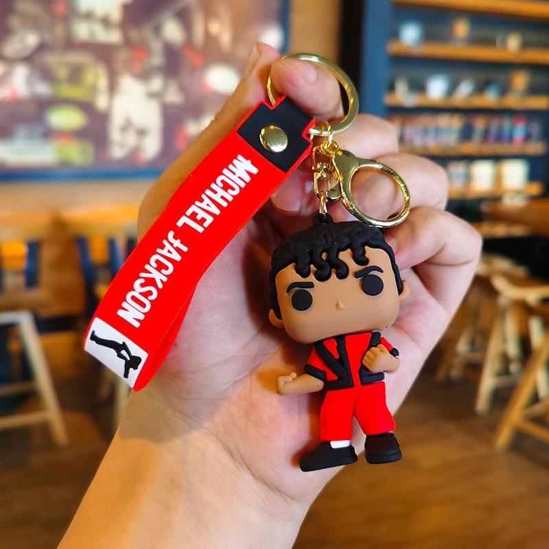 Michael Jackson Keychain Music Idol Doll Machine Key Chain Holiday Gifts Souvenir Key Ring Men's and Women's Souvenirs-HS