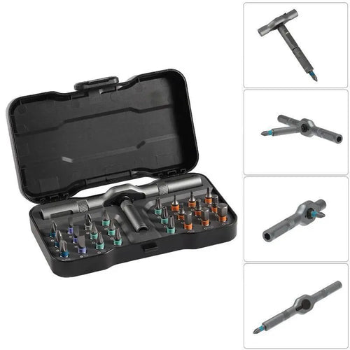 SEESE 24 in 1 DlY Screwdriver Set,1 Set SwitchableScrewdriver Shape Magnetic Screwdriver Set,Compact and Portable Ratchet Screw0driver SetHome Repair Tool Box-8ZP