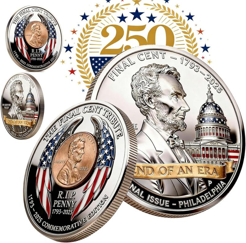 2025 Final Cent Tribute Commemorative Coin, Last Minted Penny Keepsake, Uncirculated Challenge Coin with 3D Engraving, Symbolic Final Penny Collectible for DIY & Gifting-AJZ