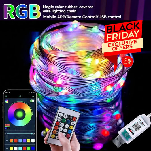 65.6ft Sound Control RGB Smart String Lights , App & Remote Control LED Fairy Lights, Multi-Color Waterproof USB Lights for Bedroom, Outdoor, Christmas, Wedding & Party Decor-8ZP