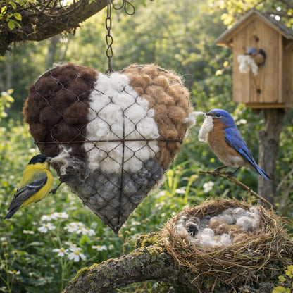 Handmade Natural Alpaca Fiber Bird Nesting Heart❤️A Cozy Gift for Birds-AJZ