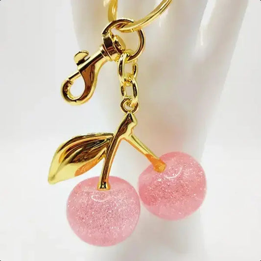 Cute Cherry Design Sparkly Bag Charm, Fashionable BagKeychain for Women & Girls, Trendy All-match & ExquisiteBag Charm for Birthday Gift, Purse Accessories-DAN