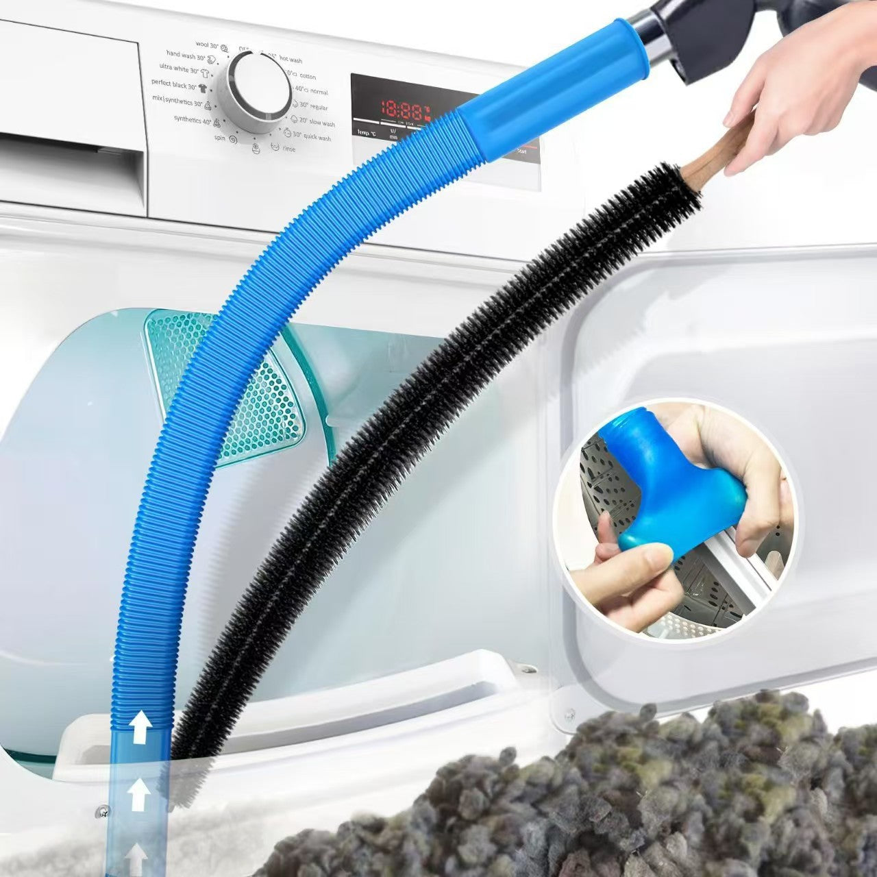 Sealegend Dryer Vent Cleaner kit Dryer Vacuum Hose Attachment with Stretch Universal Connector, Dryer Vent Cleaning Tool Vacuum Hose Lint Remover, Blue-8ZP