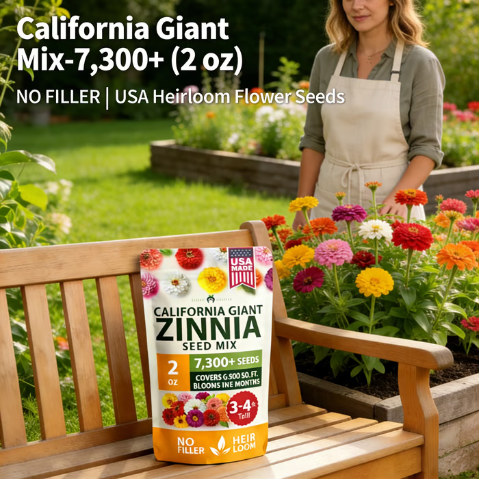 🌺Zinnia California Giant Mix - 7,300+ (2 oz) | No Filler - USA Heirloom Flower Seeds-LIN