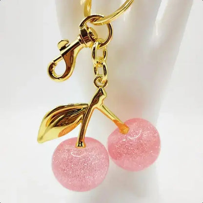 Cute Cherry Design Sparkly Bag Charm, Fashionable BagKeychain for Women & Girls, Trendy All-match & ExquisiteBag Charm for Birthday Gift, Purse Accessories-DAN