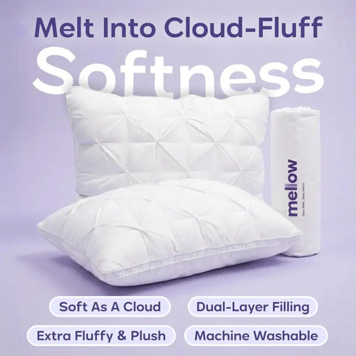 Mellow Sleep | Ploof Pillow – Extra-Fluffy Dual-Layer Pillow, Cloud-Like Soft Plush Bed Pillow with Breathable Support, Never Flat, Neck-Cradling Comfort for Side, Back & Stomach Sleepers, Machine Washable-8WX