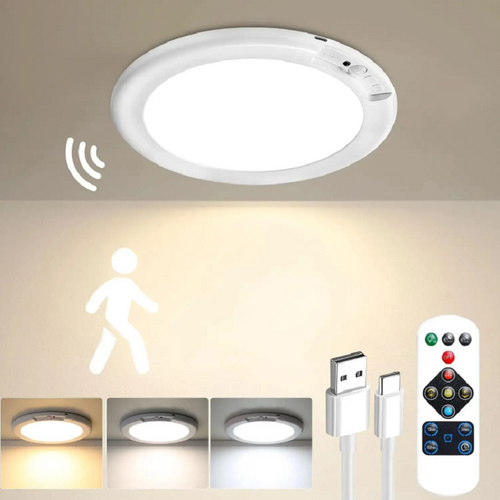 Rechargeable Motion Sensor Ceiling Light with Remote - Magnetic Wireless Ceiling Light Battery Powered for Closet Shower Stairs Shed Hallway Porch Patio ect-8ZP