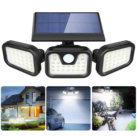 BORNERWHITE Solar Outdoor Light,3000LM Super Bright Motion Sensor Outdoor 1 count Solar Wall Light Outdoor with 3 Lighting Modes, IP65 Waterproof Wide Angle 6500K Solar Powered Security Flood Light for Outside Garage Yard Patio-8WX