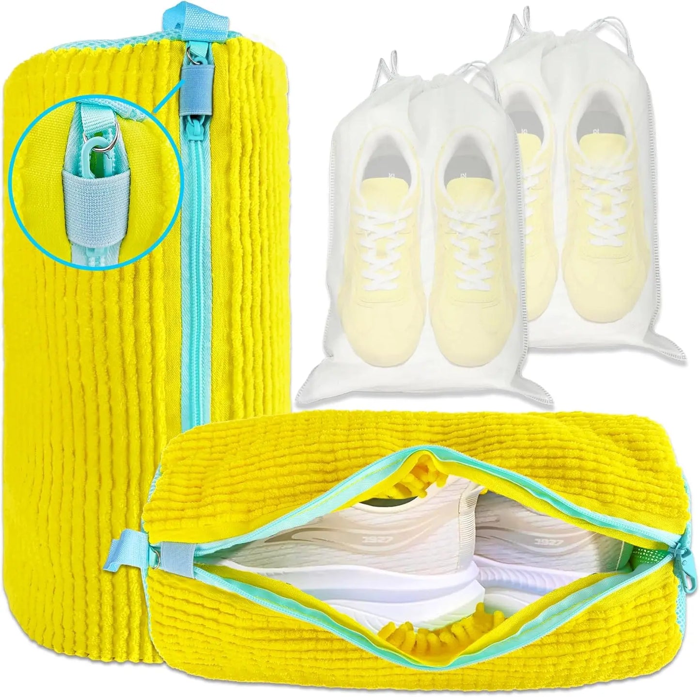 2-Pack XXL Shoe Washing Machine Bags – Reusable Sneaker Laundry Bags for Washer & Dryer, Sturdy Zipper with Hook, 360° Clean for Tennis Shoes, Slippers -8ZP