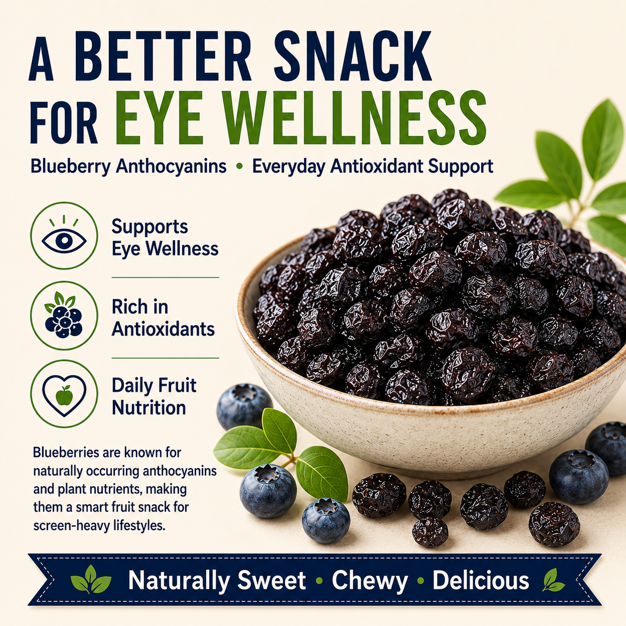 Premium Dried Blueberries – Naturally Sweet Chewy Fruit Snack for Eye Wellness & Healthy Circulation-8WX