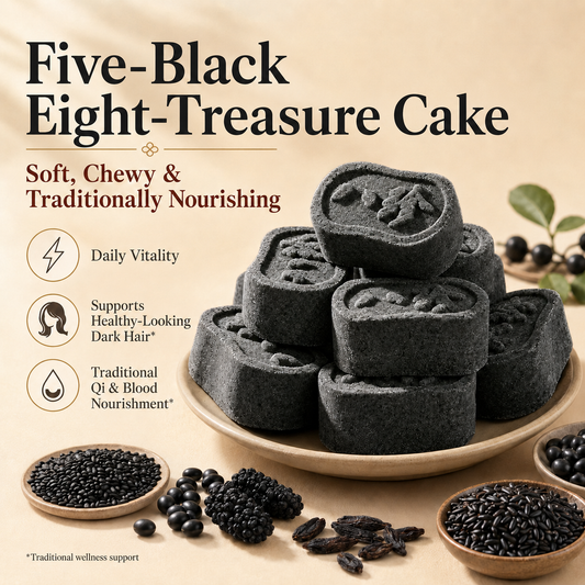 Five Black Eight Treasure Cake – Soft & Chewy Traditional Black Superfood Snack for Hair Wellness, Daily Vitality & Nourishing Energy-8WX