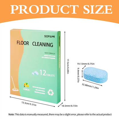 SOPAMI 12-Count Floor Cleaning Tablets (Lemon) - Fully Biodegradable, All-Floor Safe & Fresh Odor Fighter-LIN