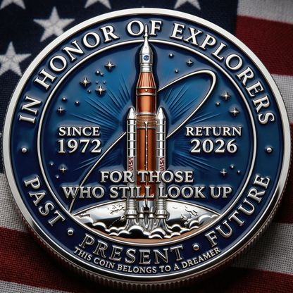 ★Artemis II • Heroic Achievement 3D High-Relief Enamel Commemorative Coin★-HS