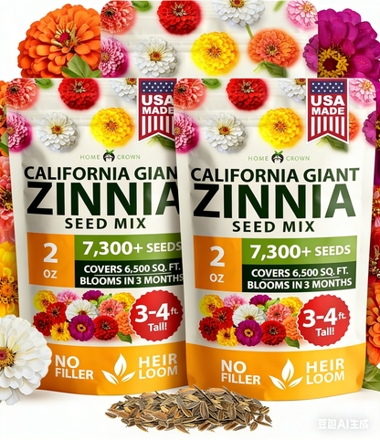 🌺Zinnia California Giant Mix - 7,300+ (2 oz) | No Filler - USA Heirloom Flower Seeds-LIN