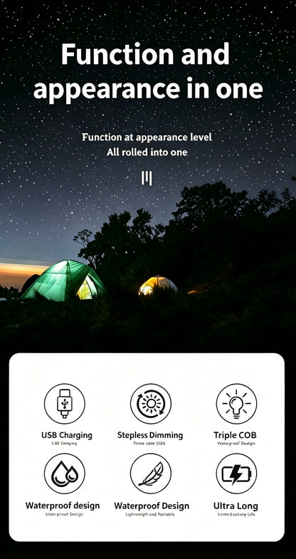 Outdoor Camping Lantern, Ambient Light, Durable, Rechargeable, Portable, Hanging, Suitable for Camping, Lamp-LIN
