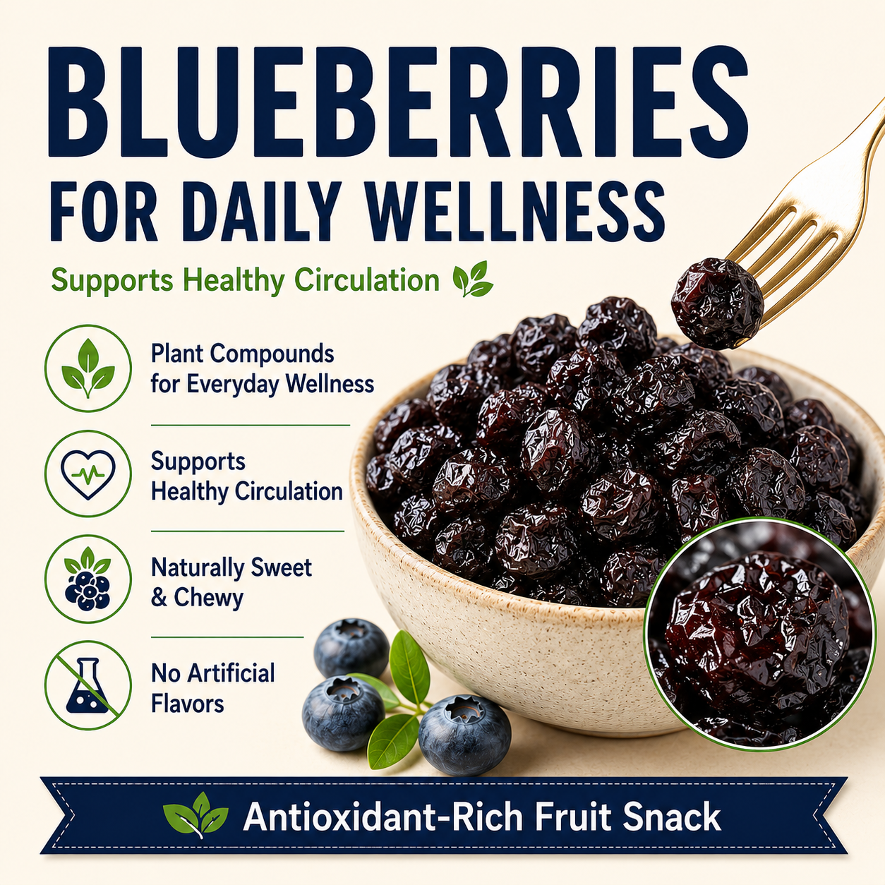 Premium Dried Blueberries – Naturally Sweet Chewy Fruit Snack for Eye Wellness & Healthy Circulation-8WX