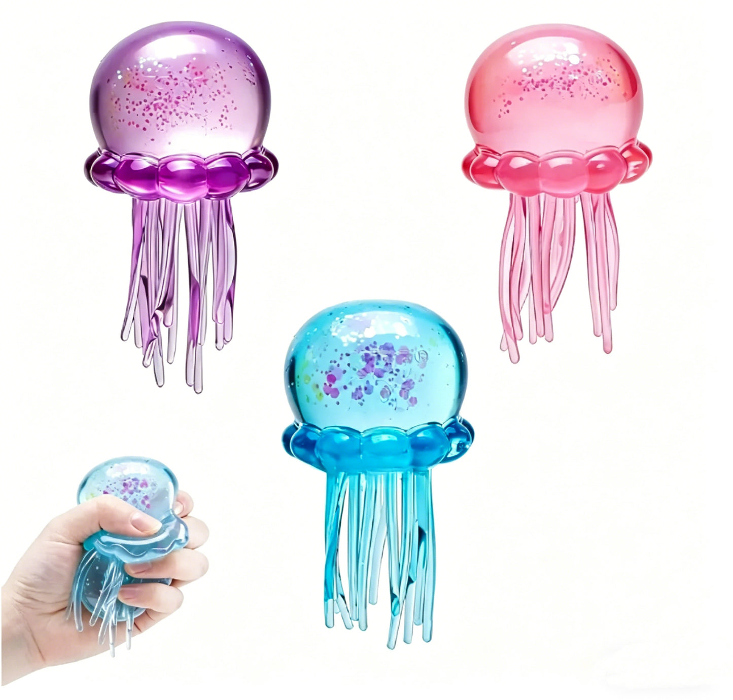 Soft Gel Filled Sensory Squeeze Toy, Stretchy Elastic Squishy Stress Relief Ball, Calming Anxiety Reducing Hand Fidget, Cute Relaxing Jelly Texture, Fun Portable Handheld Squeeze Toy Gift for All Ages-LIN