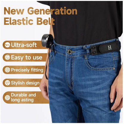 HAILTH Tactical Metal Hook Elastic Belt (Unisex) - Patented No - Buckle Invisible Design | Soft Adjustable Side-8ZP