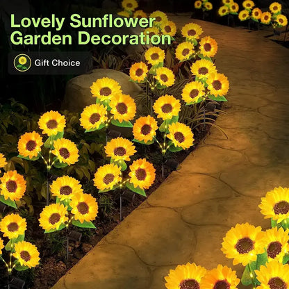 Solar Sunflower Lights with Glowing Stems, Waterproof Solar Powered Sunflower Lamps, Perfect for Garden & Patio Decoration-8WX