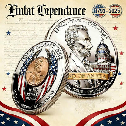 2025 Final Cent Tribute Commemorative Coin, Last Minted Penny Keepsake, Uncirculated Challenge Coin with 3D Engraving, Symbolic Final Penny Collectible for DIY & Gifting-AJZ