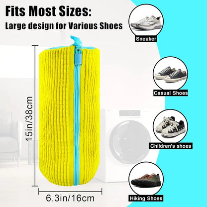 2-Pack XXL Shoe Washing Machine Bags – Reusable Sneaker Laundry Bags for Washer & Dryer, Sturdy Zipper with Hook, 360° Clean for Tennis Shoes, Slippers -8ZP