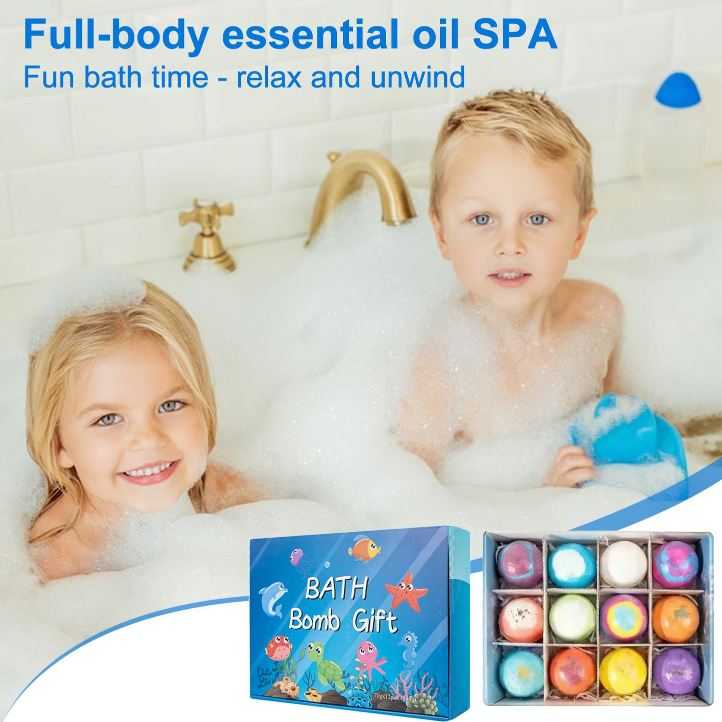 Ocean Toys Bath Balls Set with Surprise Inside Handmade Zodiac Animal Natural Sea Salt Bubble Bath Balls for Women Men Spa Gift 12 Pieces-LIN