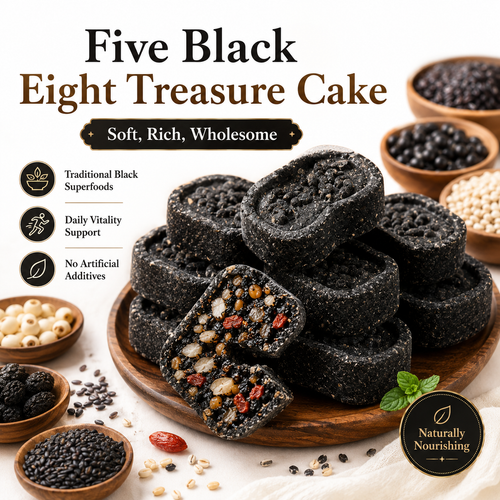 Five Black Eight Treasure Cake – Soft & Chewy Traditional Black Superfood Snack for Hair Wellness, Daily Vitality & Nourishing Energy-8WX