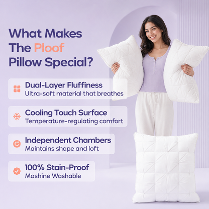 Mellow Sleep | Ploof Pillow – Extra-Fluffy Dual-Layer Pillow, Cloud-Like Soft Plush Bed Pillow with Breathable Support, Never Flat, Neck-Cradling Comfort for Side, Back & Stomach Sleepers, Machine Washable-8WX