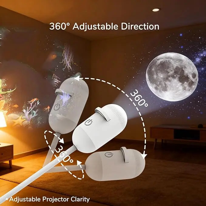 2-in-1 Galaxy Projector Night Light, USB Interface, Dual-Mode Starry Sky Projection/Warm Light Night Light, Adjustable Focus and Brightness with 24 Sliding Projection Films for Bedroom-LIN