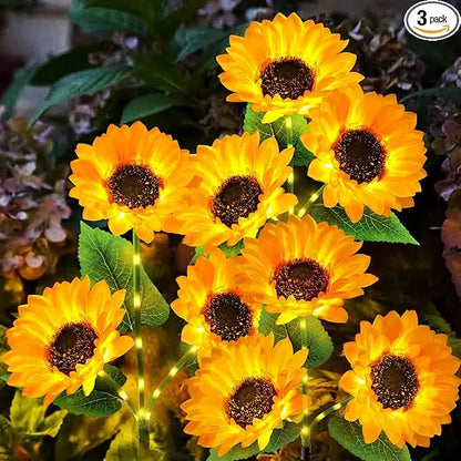 Solar Sunflower Lights with Glowing Stems, Waterproof Solar Powered Sunflower Lamps, Perfect for Garden & Patio Decoration-8WX