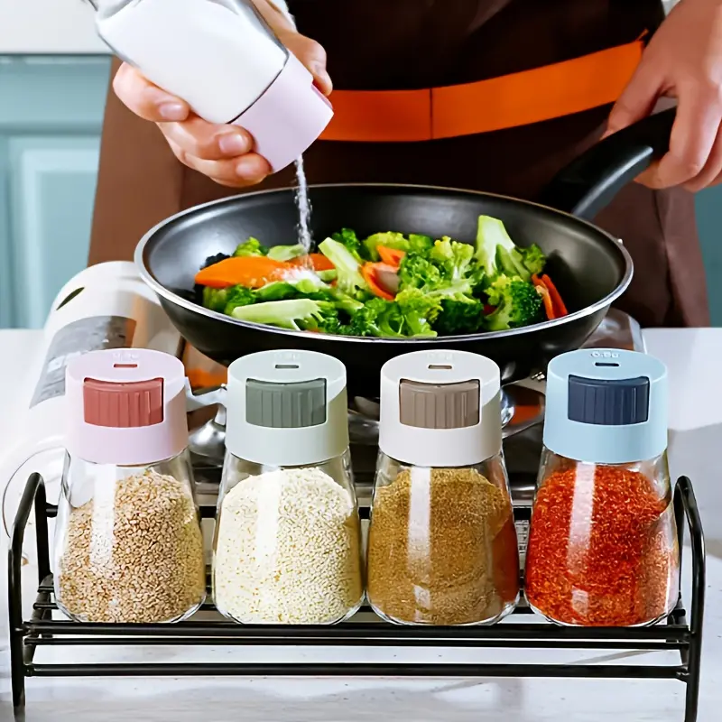 Salt control jar - Seasoning jar - Powder spice bottle - Precise measurement seasoning jar - Suitable for storage and preservation in kitchen furniture - Sealed and moisture-proof seasoning bottle for measuring salt seasoning box salt-LIN