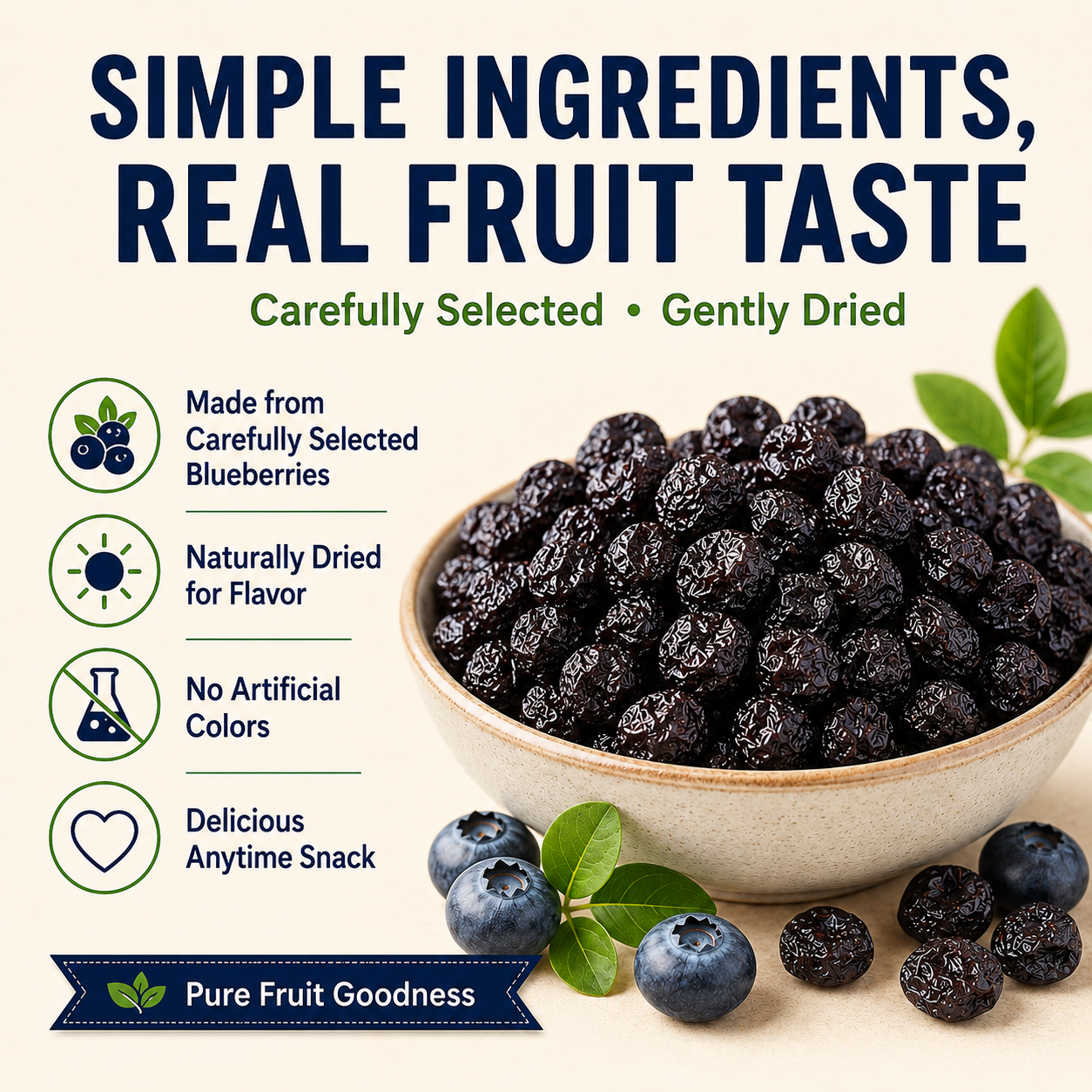 Premium Dried Blueberries – Naturally Sweet Chewy Fruit Snack for Eye Wellness & Healthy Circulation-8WX