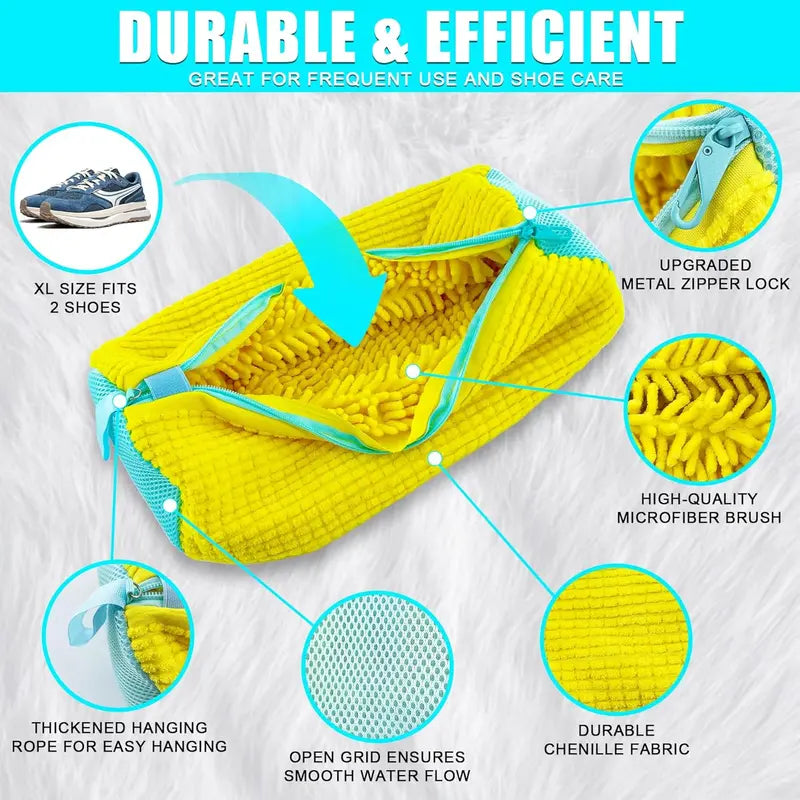 2-Pack XXL Shoe Washing Machine Bags – Reusable Sneaker Laundry Bags for Washer & Dryer, Sturdy Zipper with Hook, 360° Clean for Tennis Shoes, Slippers -8ZP