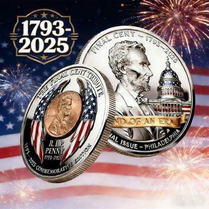 2025 Final Cent Tribute Commemorative Coin, Last Minted Penny Keepsake, Uncirculated Challenge Coin with 3D Engraving, Symbolic Final Penny Collectible for DIY & Gifting-AJZ