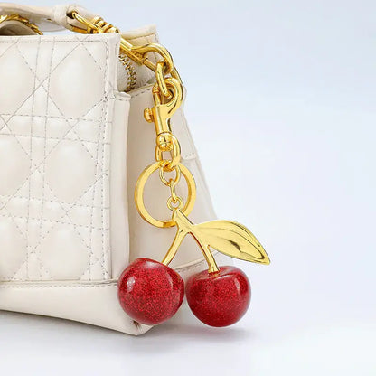 Cute Cherry Design Sparkly Bag Charm, Fashionable BagKeychain for Women & Girls, Trendy All-match & ExquisiteBag Charm for Birthday Gift, Purse Accessories-DAN