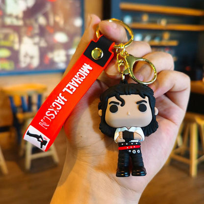 Michael Jackson Keychain Music Idol Doll Machine Key Chain Holiday Gifts Souvenir Key Ring Men's and Women's Souvenirs-HS