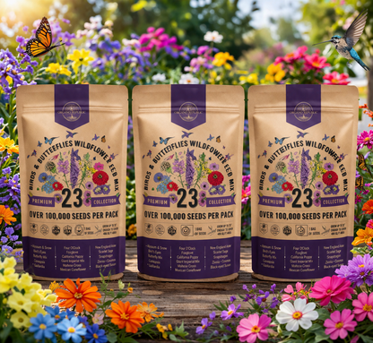 23 Wildflower Seeds Annual & Perennial Mix，Attract Birds & Butterflies 100,000+ Non-GMO, Heirloom Garden Seeds, 4oz Packet for Growing Wild Flowers-YAO