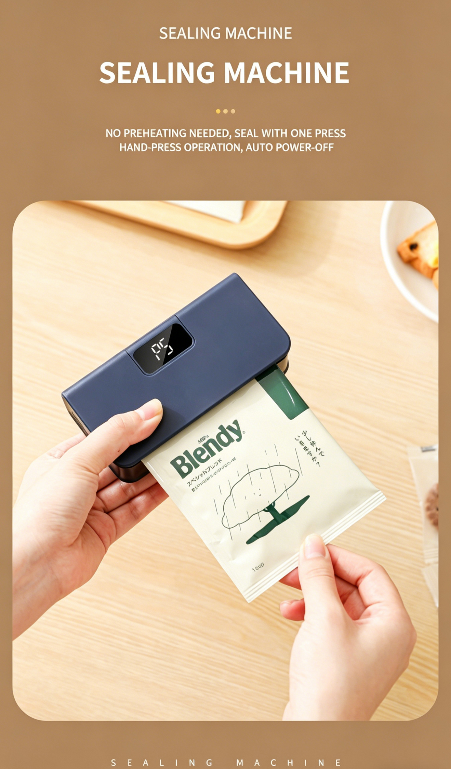🌟 Rechargeable Mini Bag Sealer & Cutter 🌟, 2-in-1 USB-C Handheld Heat Sealer with Magnet, 6 Temp Levels & LED Display for Food Storage Bags-LIN