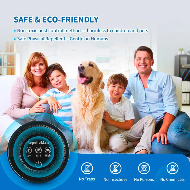 Repellomate Ultrasonic Pest Repeller Plug-In for Home – Electronic Mouse & Insect Control for Mice, Roaches, Spiders & Ants, 3 Modes-8WX