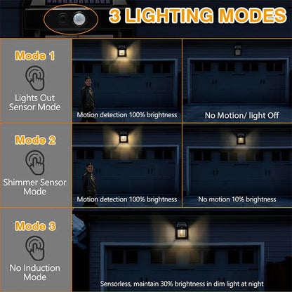 Solar Wall Lights Outdoor Dusk to Dawn Solar Garden Lights Landscape Lighting 3 Lighting Modes Solar Motion Lights Outdoor Wall Mount Light for Outside Patio Fence Yard Garage-8WX