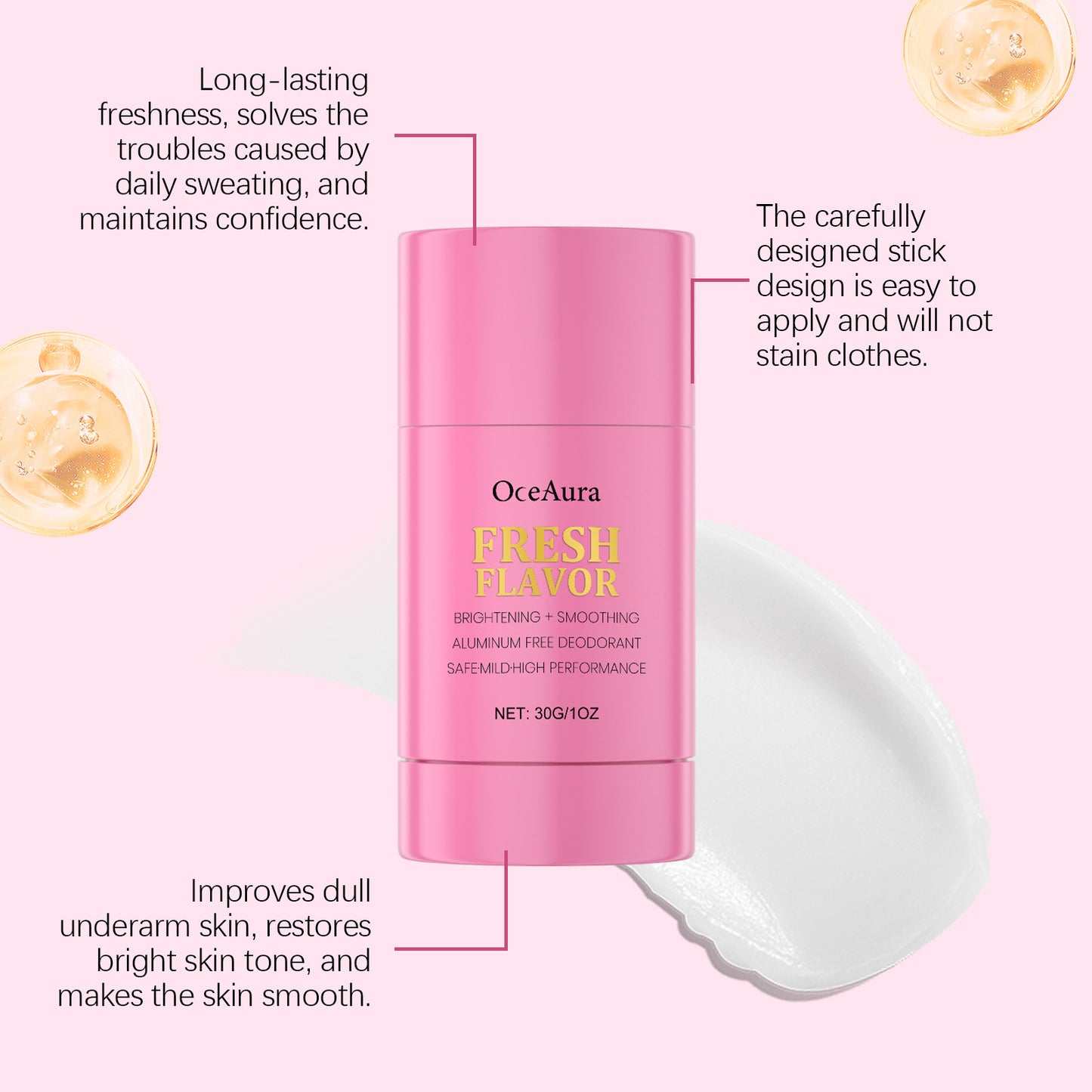 Underarm Cleaning & Deodorizing Stick Long-Lasting Fresh Underarm Cleaning Stick | Gentle Odor Control & Refreshing Care-AJZ